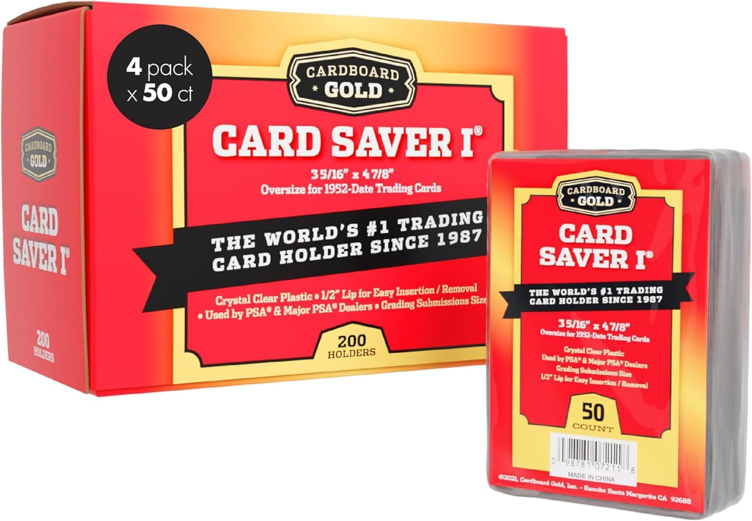Cardboard Gold Card Saver 1 (200 Count) - Semi-Rigid PSA-Approved Card Holders