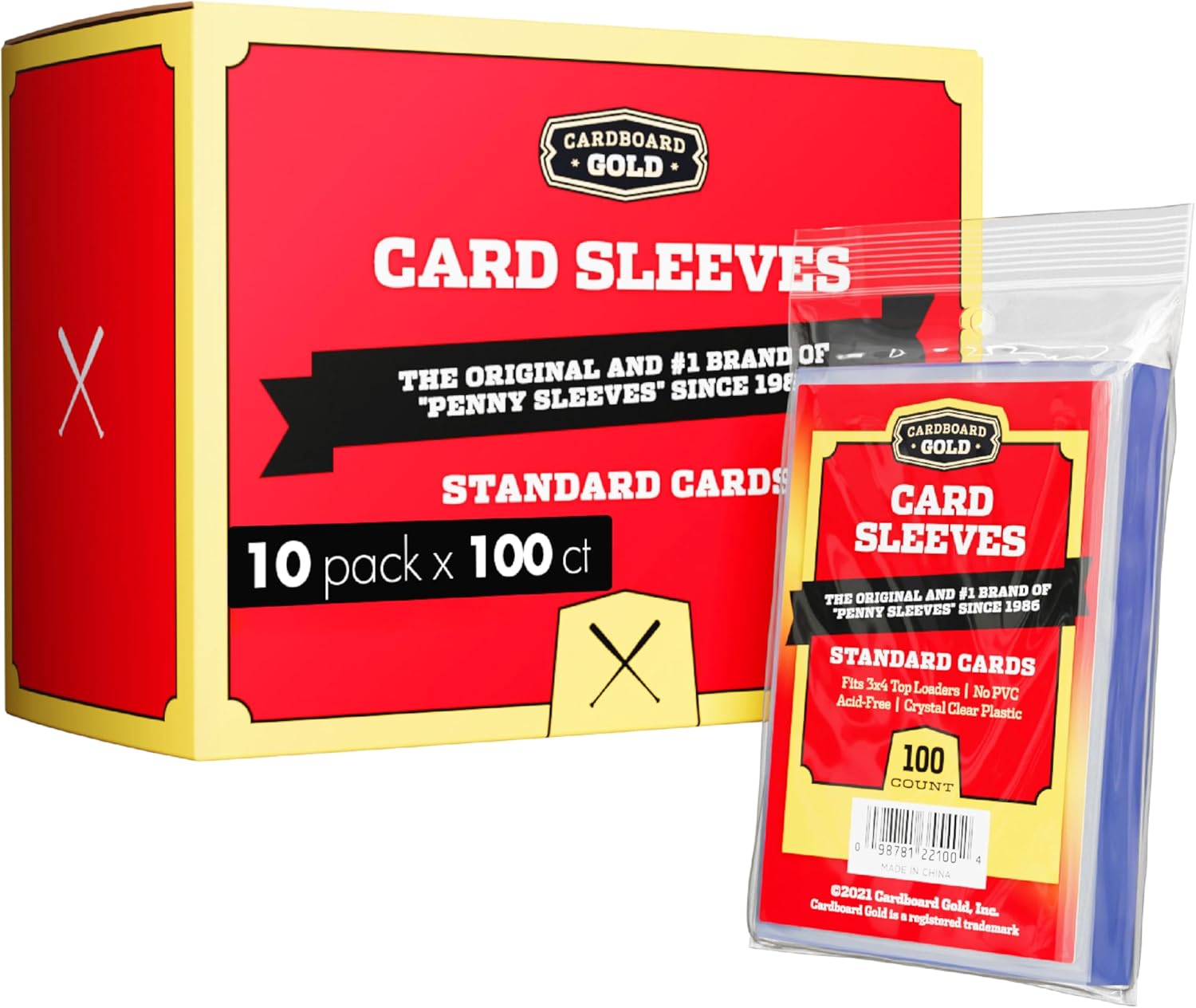 Cardboard Gold Penny Sleeves (1000 Count) - Crystal-Clear Standard-Size Card Sleeves