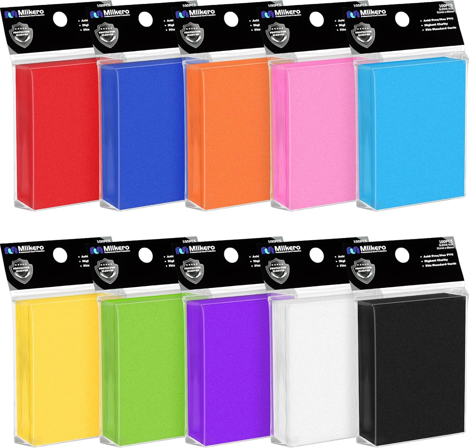 Mlikero Colored Card Sleeves (1000 Count, 10 Colors)