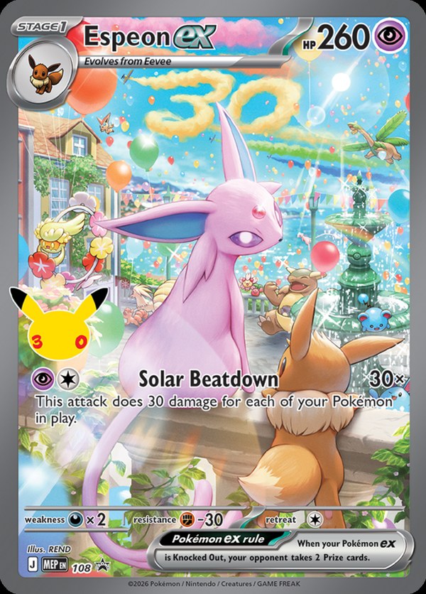 Espeon ex promo card from the 30th Celebration Day Ultra-Premium Collection