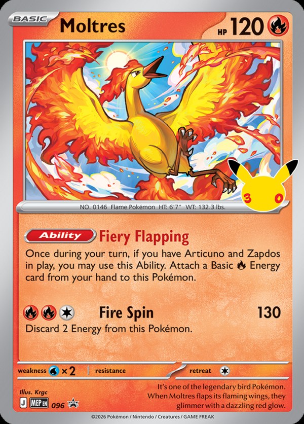 Moltres promo card from the 30th Celebration Poster Collection