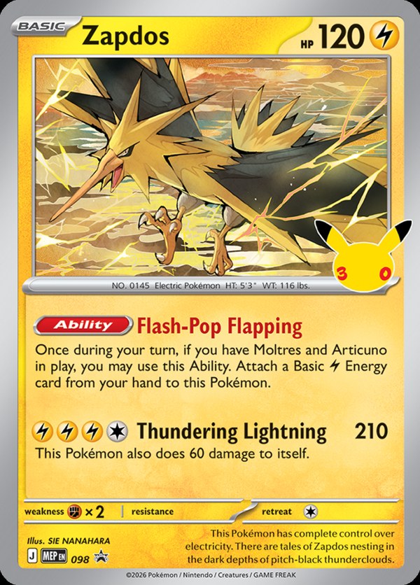 Zapdos promo card from the 30th Celebration Poster Collection